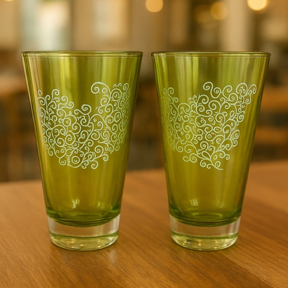 Starbucks Green Highball Tumbler Filigree Baroque Rococo 2003 Collectible 20oz